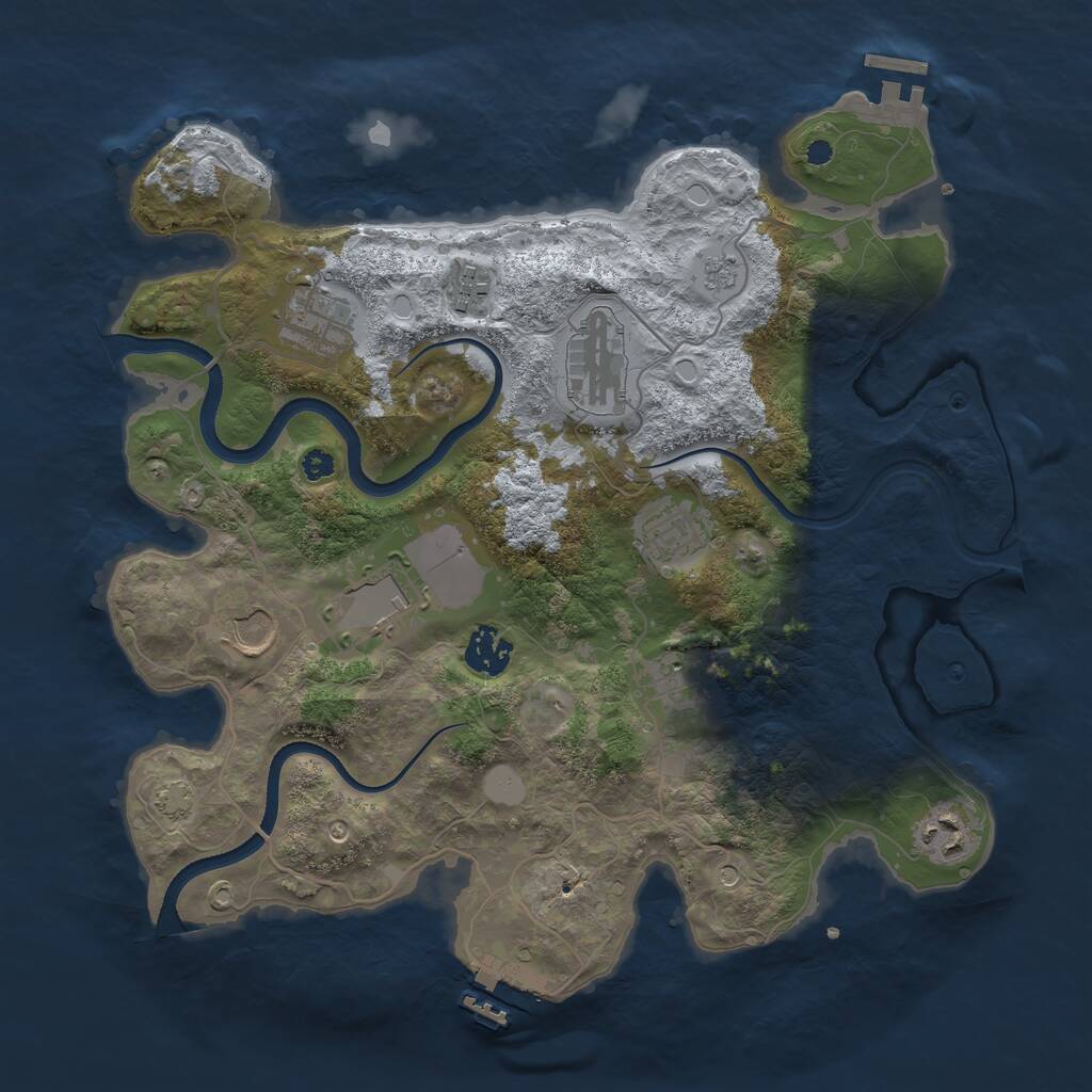 Rust Map: Procedural Map, Size: 3500, Seed: 1564206414, 15 Monuments