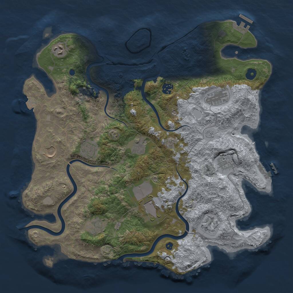Rust Map: Procedural Map, Size: 3950, Seed: 7545976, 17 Monuments