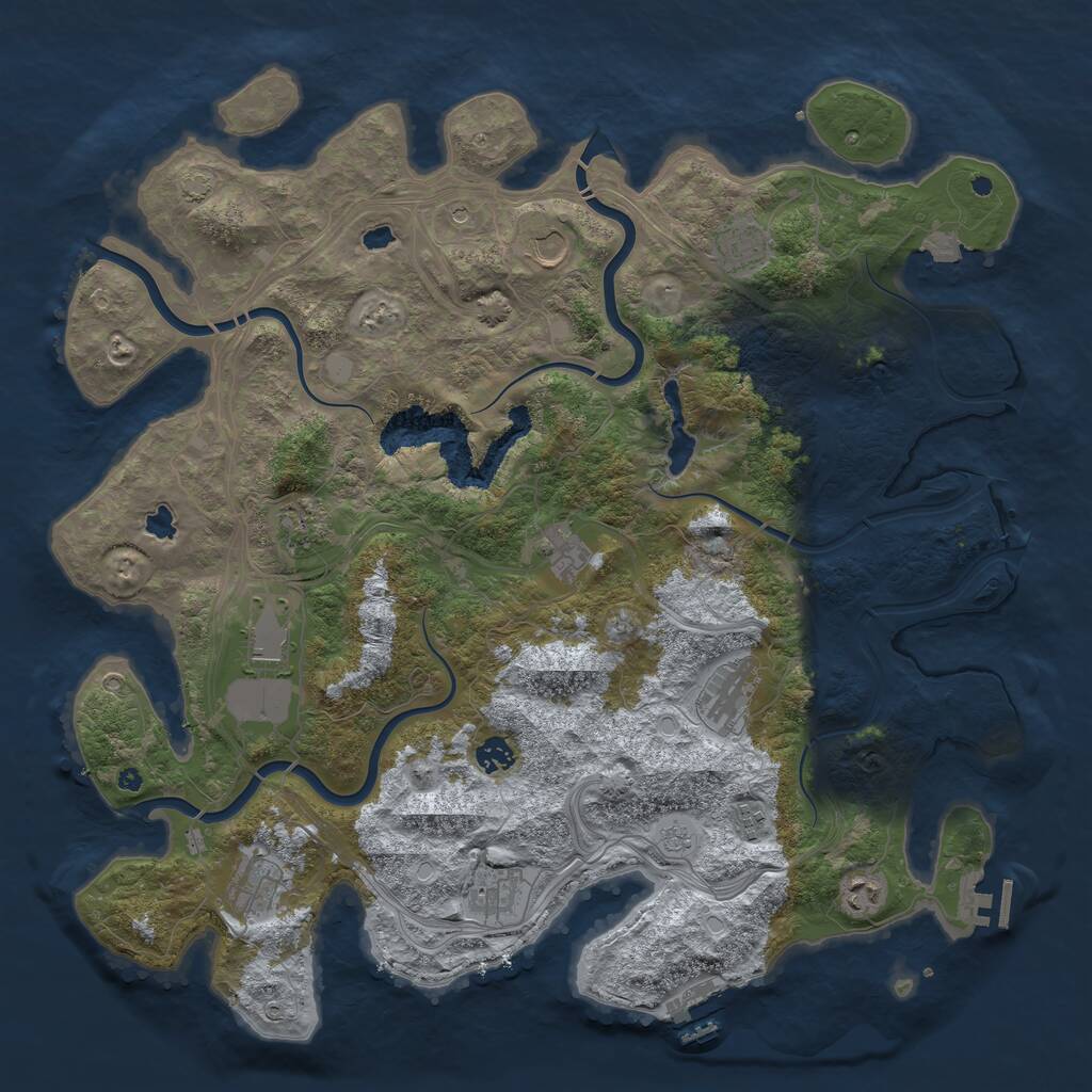 Rust Map: Procedural Map, Size: 4500, Seed: 1875406490, 17 Monuments