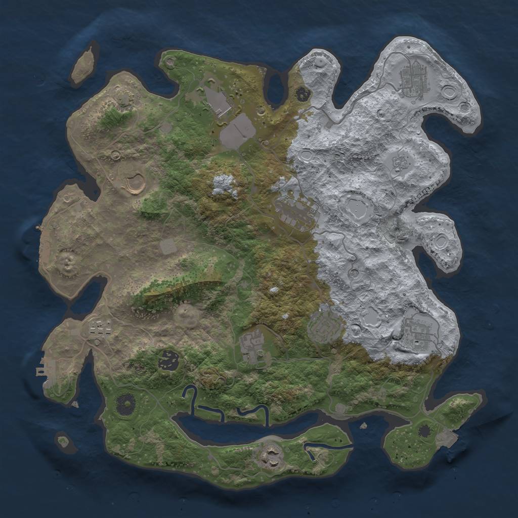 Rust Map: Procedural Map, Size: 3700, Seed: 361242274, 18 Monuments