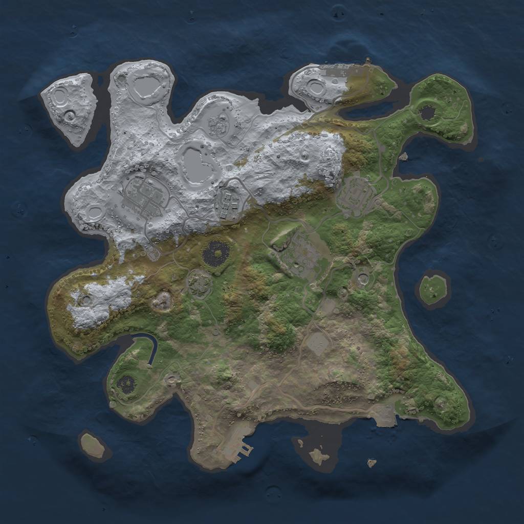 Rust Map: Procedural Map, Size: 3000, Seed: 1176978525, 12 Monuments