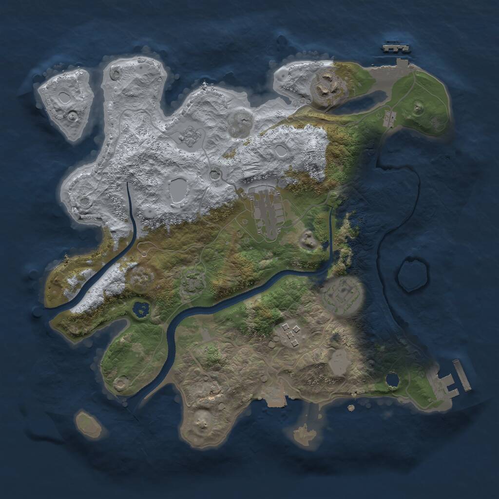 Rust Map: Procedural Map, Size: 3000, Seed: 1176978525, 10 Monuments