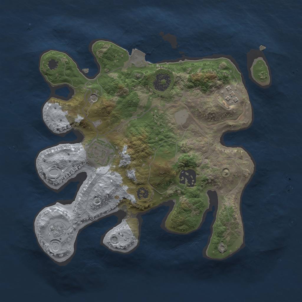 Rust Map: Procedural Map, Size: 2500, Seed: 634088685, 8 Monuments