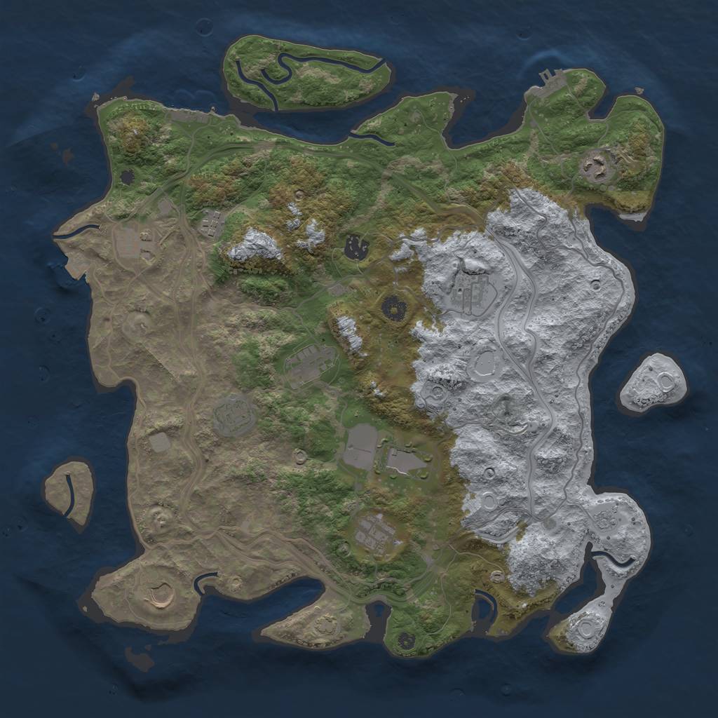 Rust Map: Procedural Map, Size: 4250, Seed: 411352580, 18 Monuments