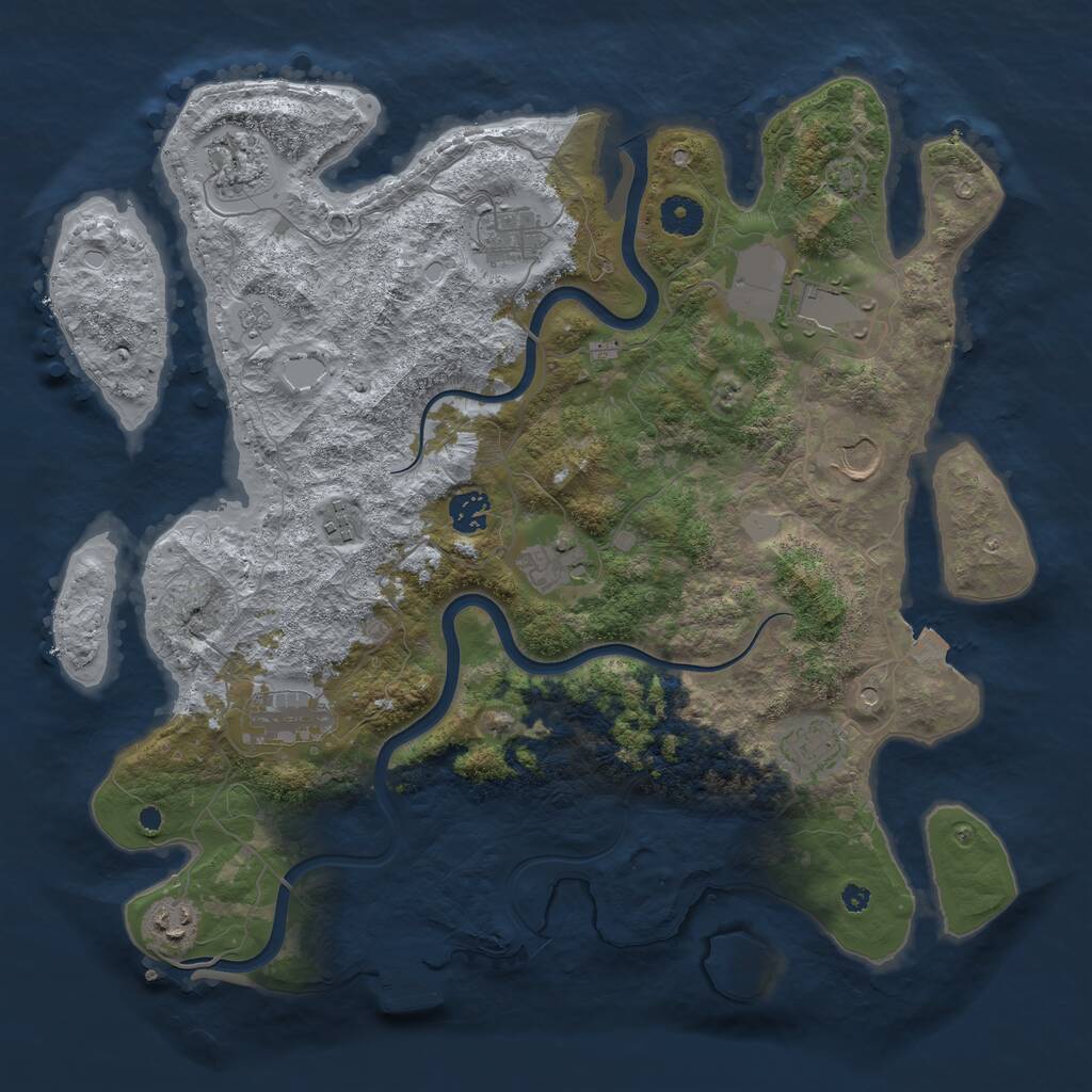 Rust Map: Procedural Map, Size: 3900, Seed: 13850034, 15 Monuments