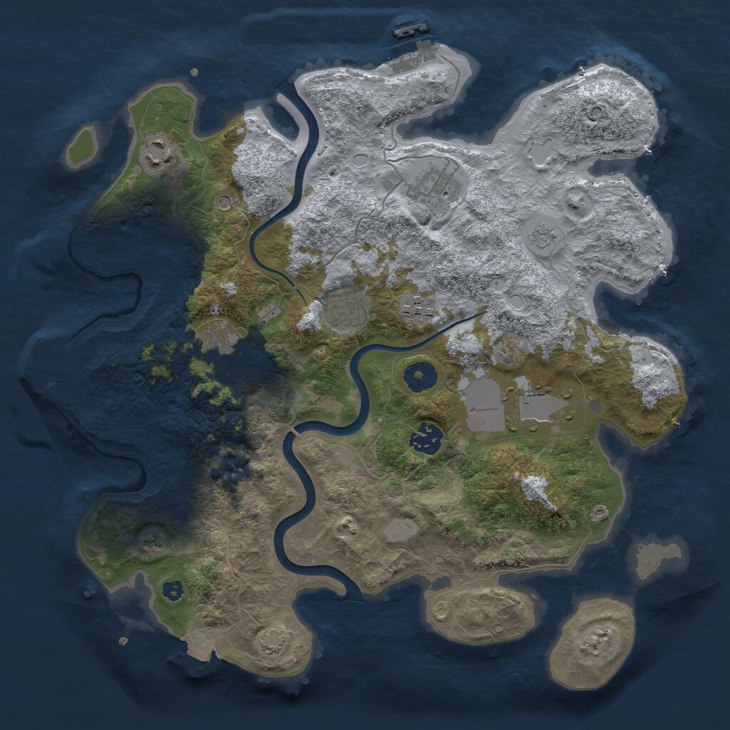 Rust Map: Procedural Map, Size: 3500, Seed: 33628632, 13 Monuments
