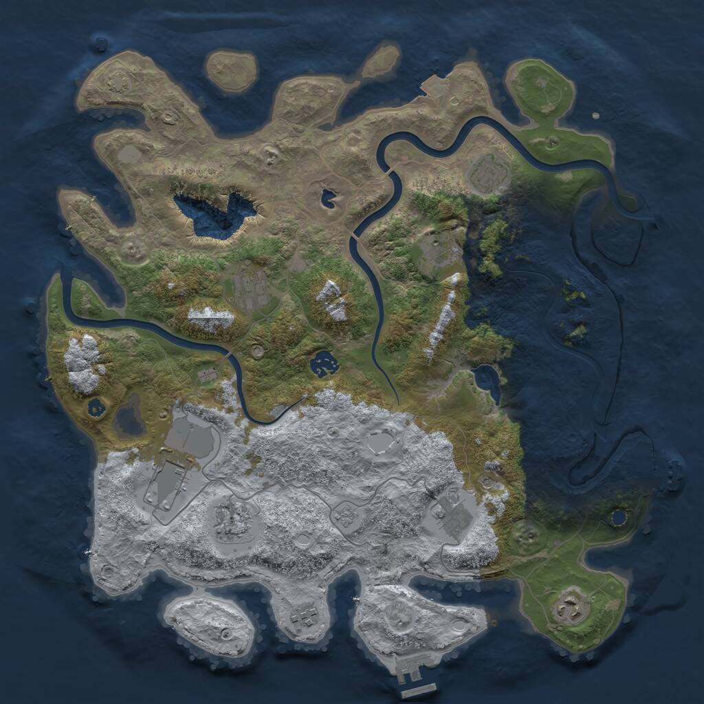 Rust Map: Procedural Map, Size: 4000, Seed: 1464970040, 15 Monuments