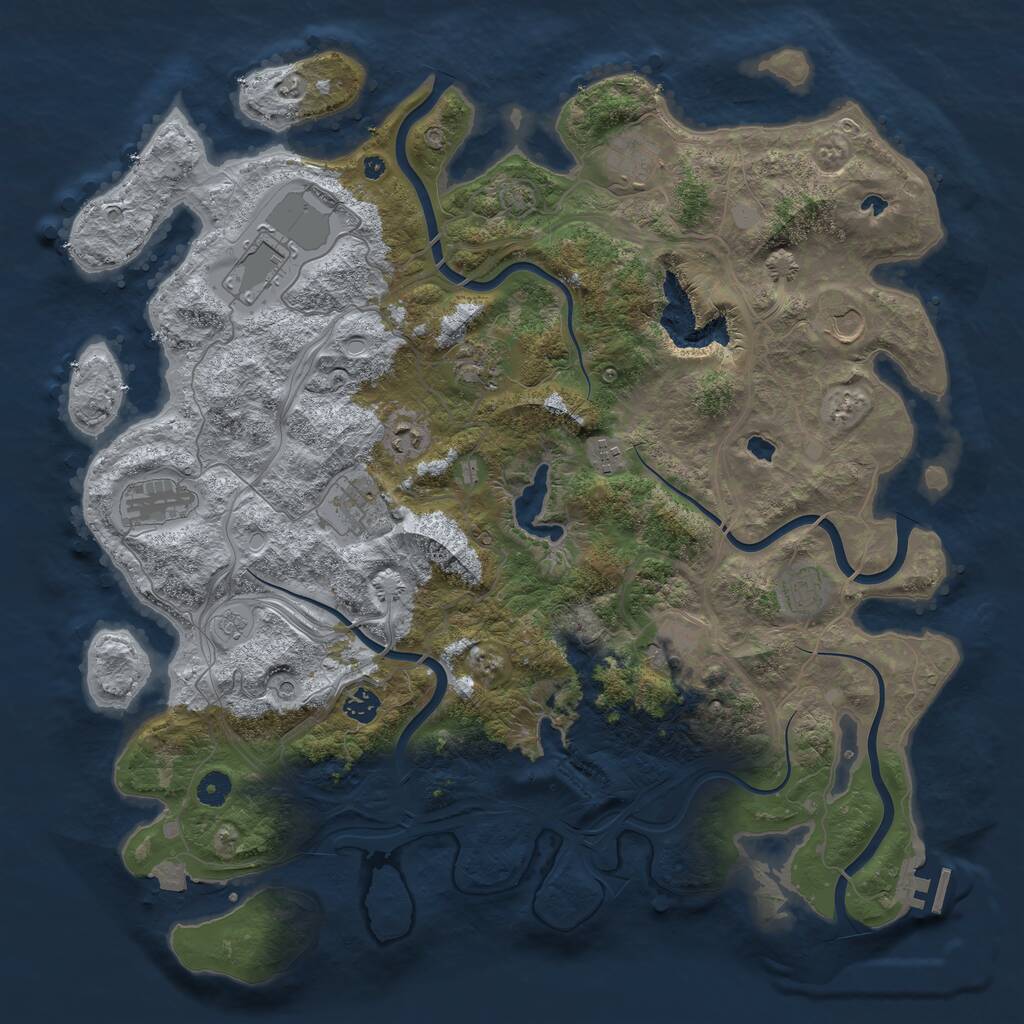 Rust Map: Procedural Map, Size: 4500, Seed: 162723774, 16 Monuments