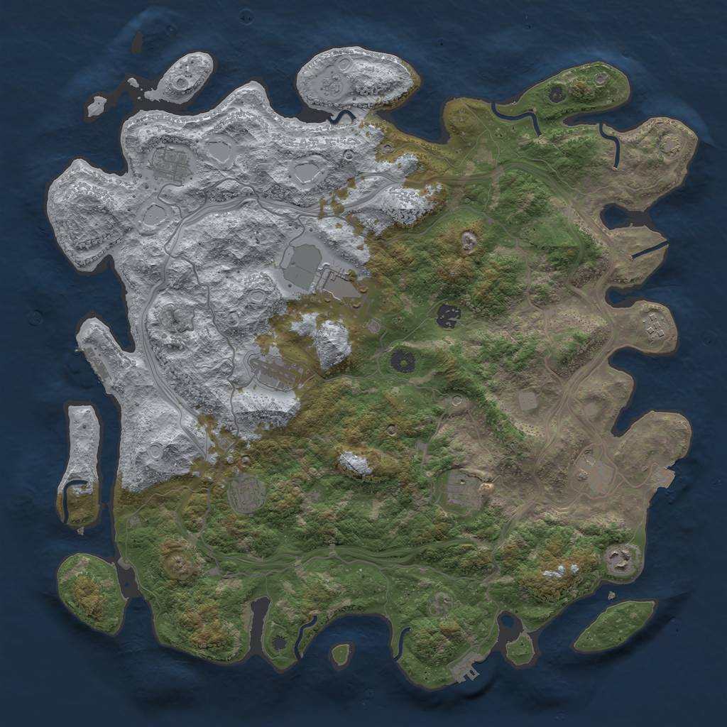 Rust Map: Procedural Map, Size: 4500, Seed: 1652536538, 17 Monuments