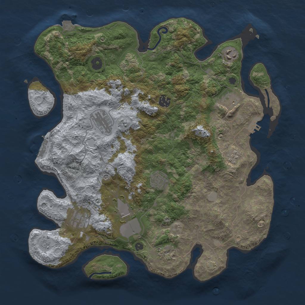 Rust Map: Procedural Map, Size: 3800, Seed: 60169357, 17 Monuments