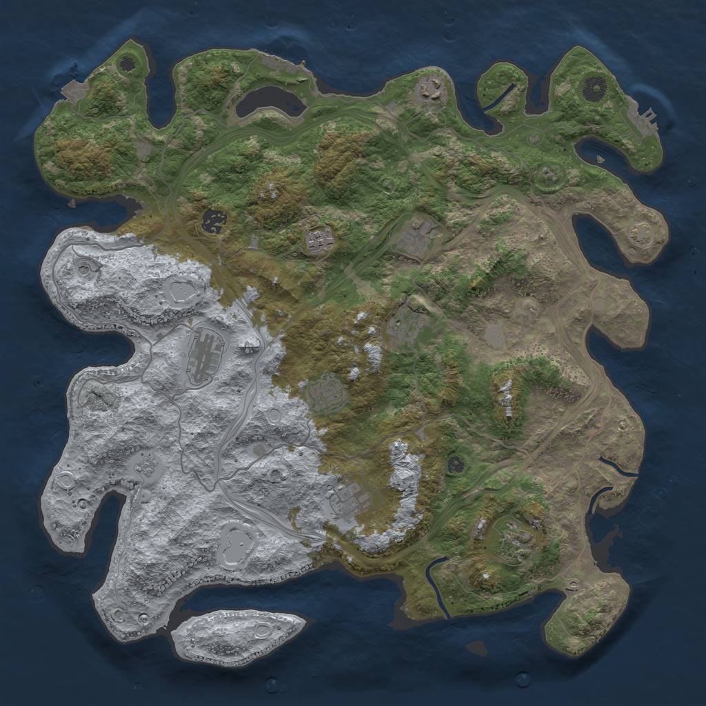 Rust Map: Procedural Map, Size: 4250, Seed: 498451874, 17 Monuments