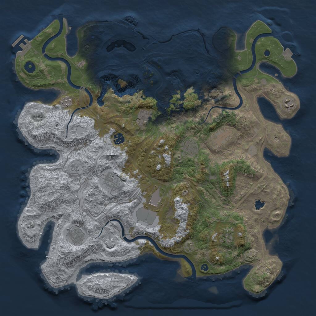 Rust Map: Procedural Map, Size: 4250, Seed: 498451874, 16 Monuments