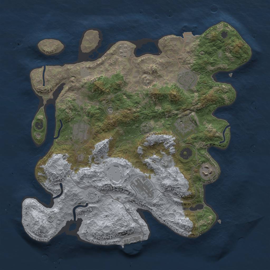 Rust Map: Procedural Map, Size: 3400, Seed: 38785301, 13 Monuments