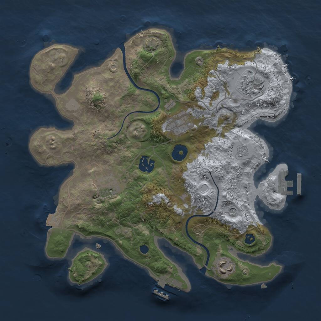 Rust Map: Procedural Map, Size: 3000, Seed: 2257, 11 Monuments