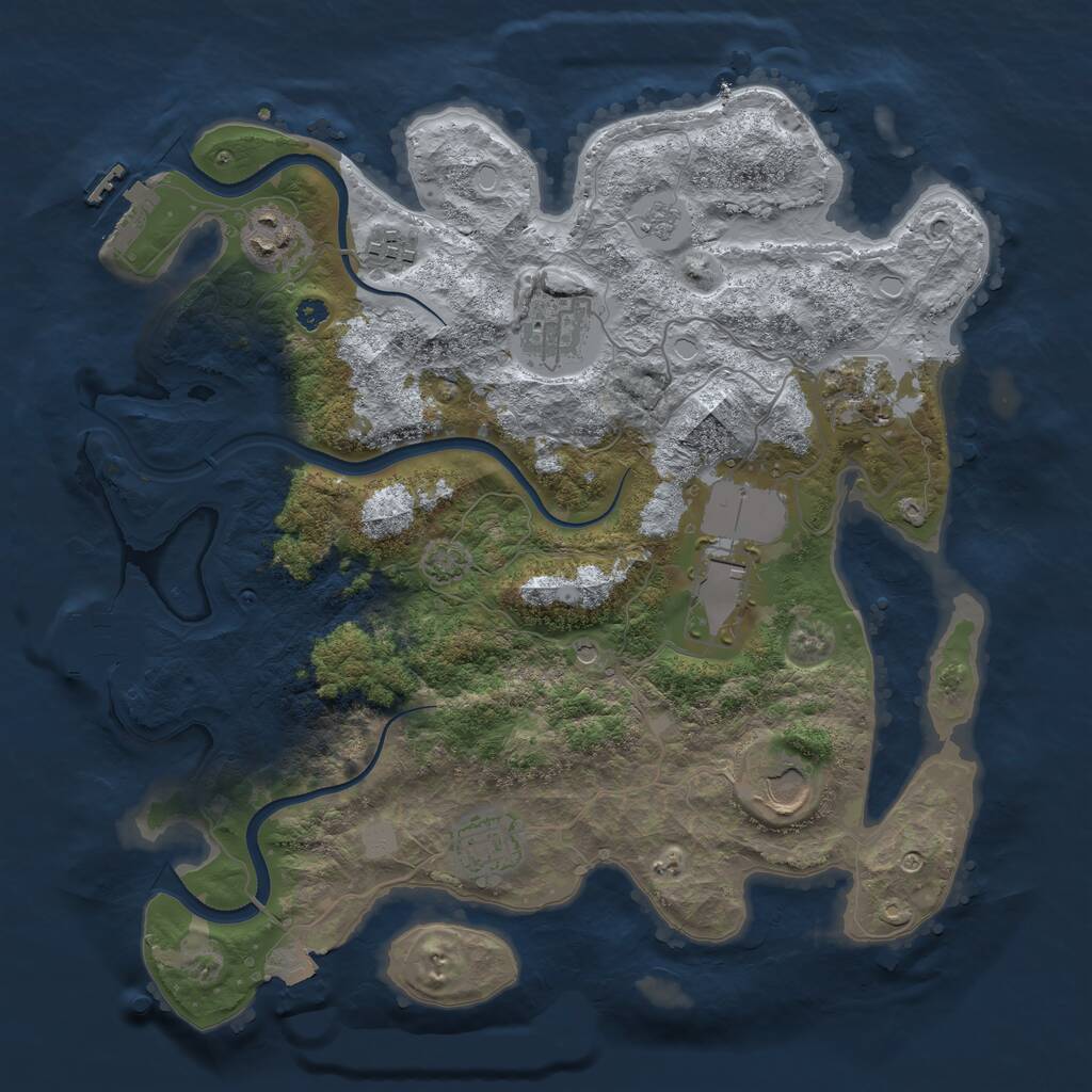 Rust Map: Procedural Map, Size: 3500, Seed: 70386052, 13 Monuments