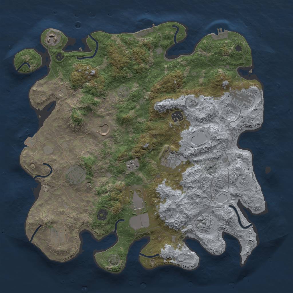 Rust Map: Procedural Map, Size: 3850, Seed: 26161846, 18 Monuments