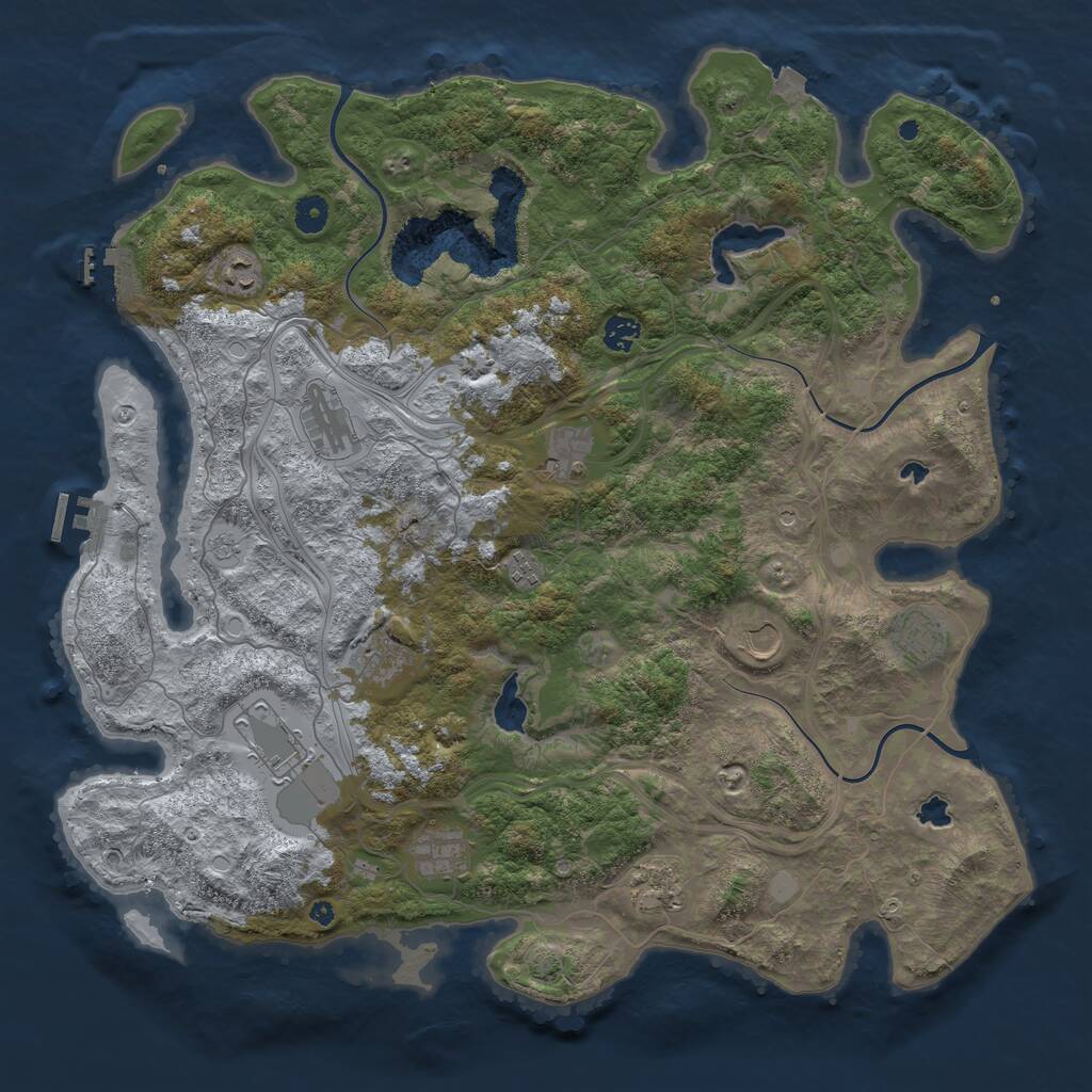 Rust Map: Procedural Map, Size: 4500, Seed: 469695696, 17 Monuments