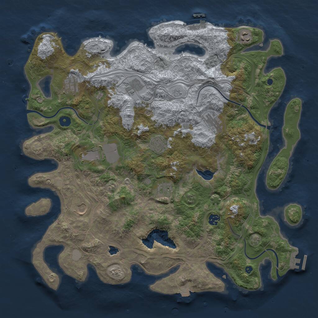 Rust Map: Procedural Map, Size: 4250, Seed: 1067839030, 16 Monuments