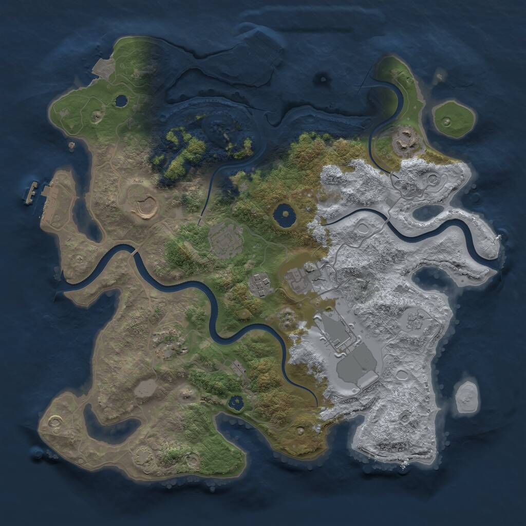 Rust Map: Procedural Map, Size: 3500, Seed: 116812903, 13 Monuments