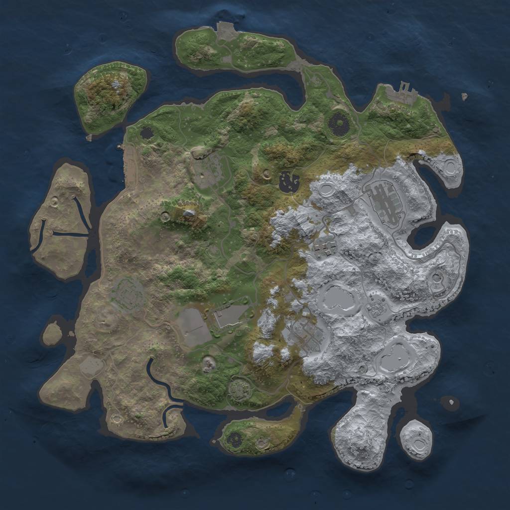 Rust Map: Procedural Map, Size: 3500, Seed: 534521, 15 Monuments