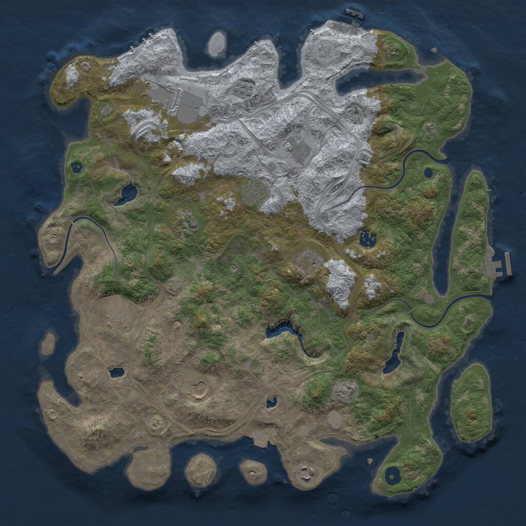 Rust Map: Procedural Map, Size: 4500, Seed: 258463995, 16 Monuments