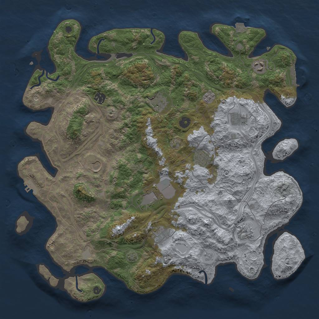 Rust Map: Procedural Map, Size: 4250, Seed: 1137369844, 18 Monuments