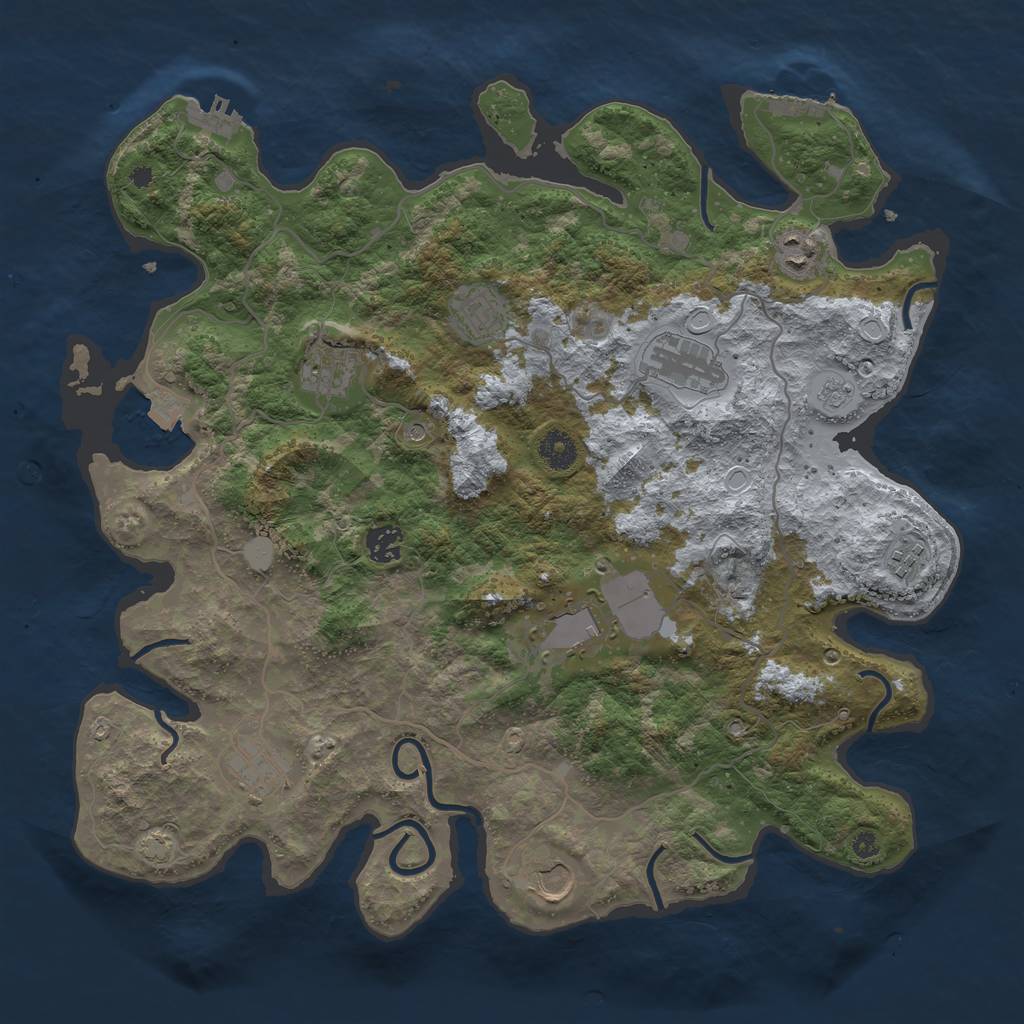 Rust Map: Procedural Map, Size: 4000, Seed: 1672859003, 17 Monuments