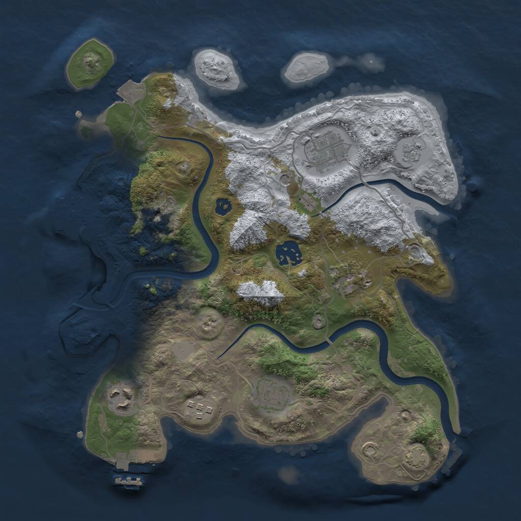 Rust Map: Procedural Map, Size: 3000, Seed: 339993992, 12 Monuments