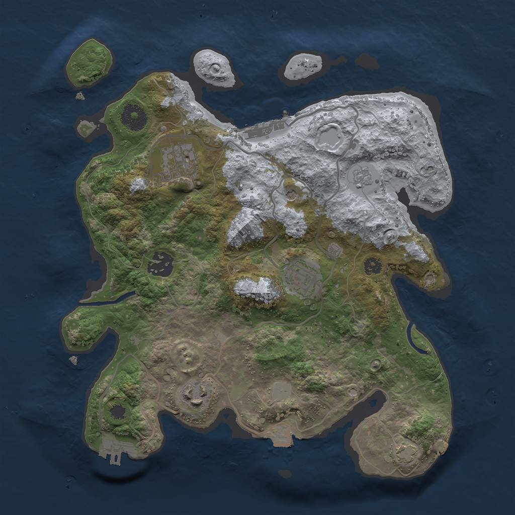 Rust Map: Procedural Map, Size: 3000, Seed: 339993992, 12 Monuments