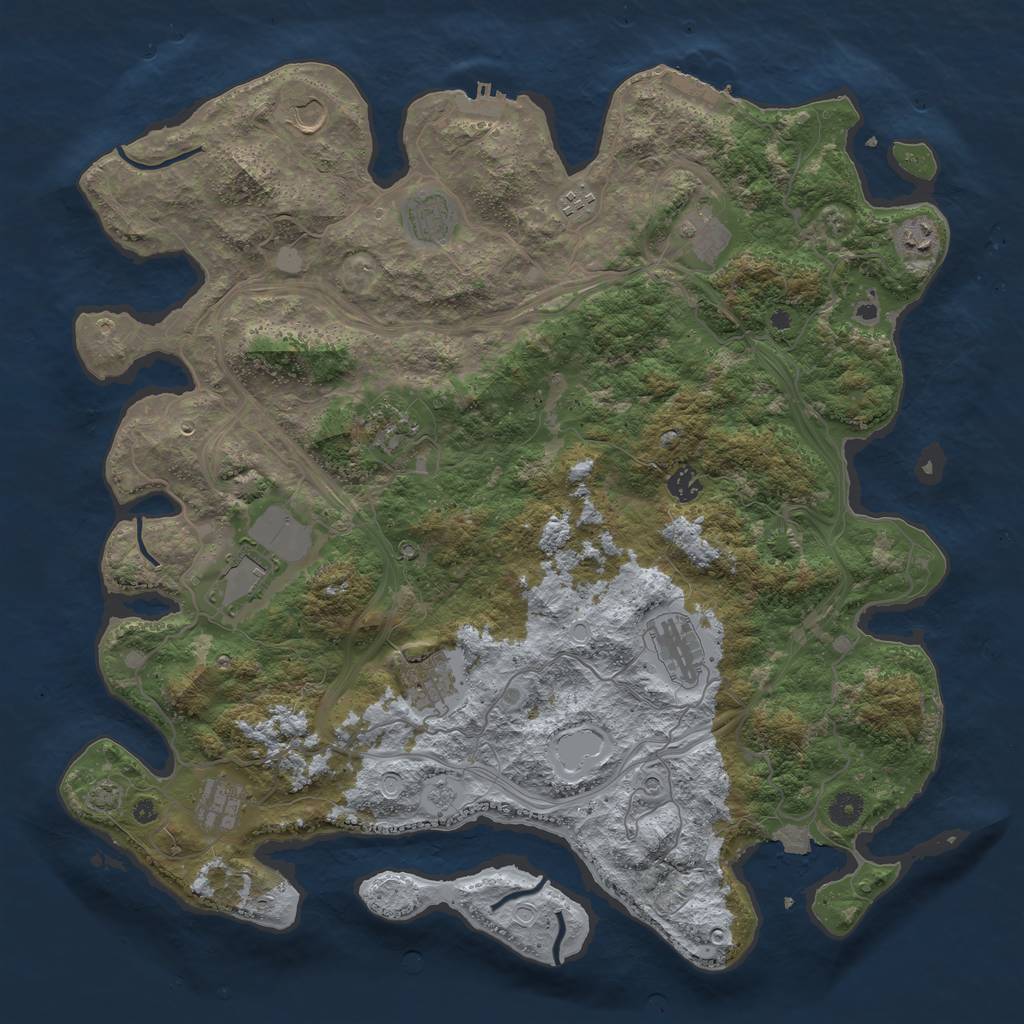 Rust Map: Procedural Map, Size: 4500, Seed: 773548, 19 Monuments