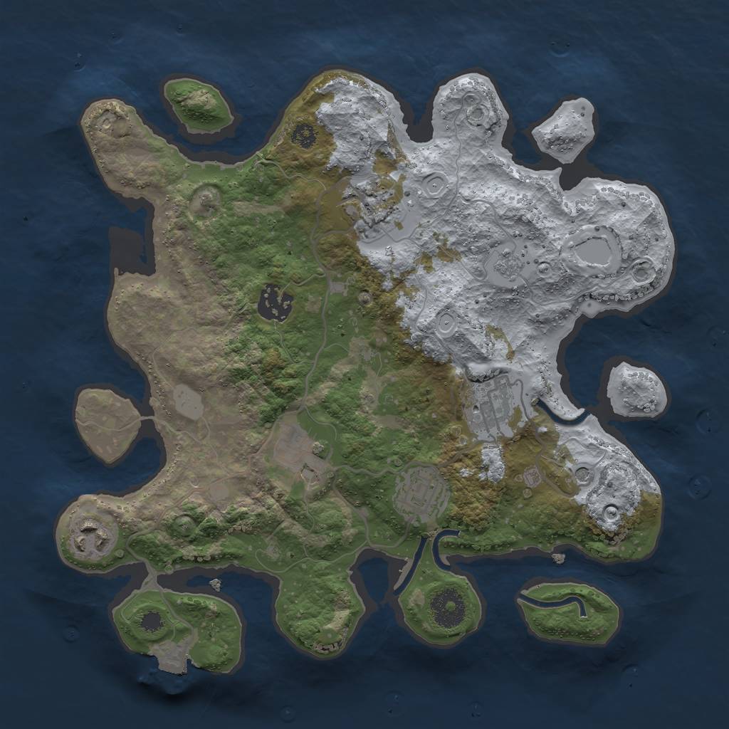 Rust Map: Procedural Map, Size: 3000, Seed: 908543224, 11 Monuments