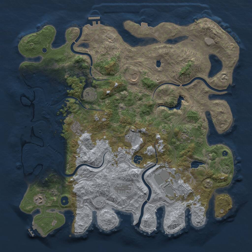 Rust Map: Procedural Map, Size: 4400, Seed: 14897663, 16 Monuments