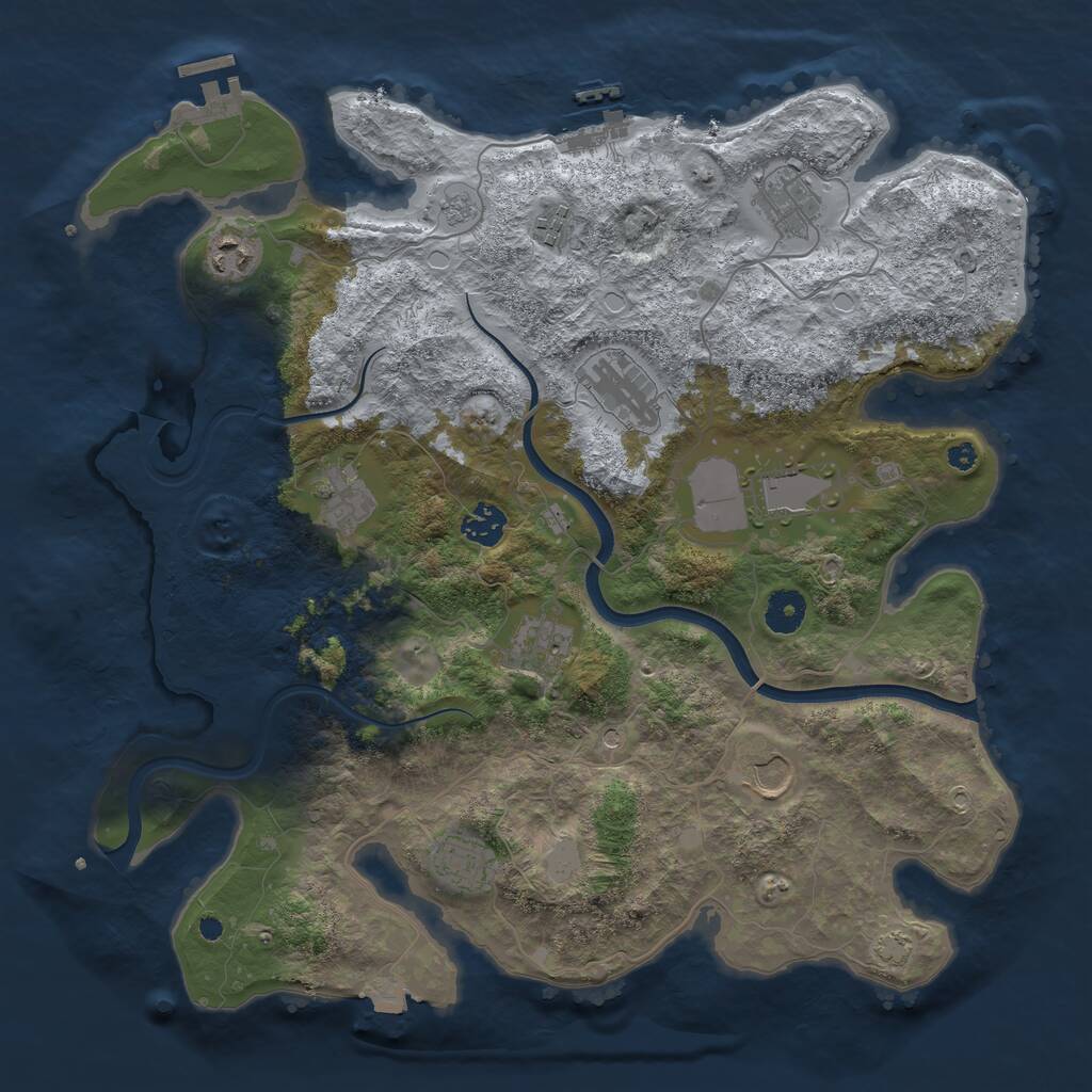 Rust Map: Procedural Map, Size: 3850, Seed: 42288335, 16 Monuments