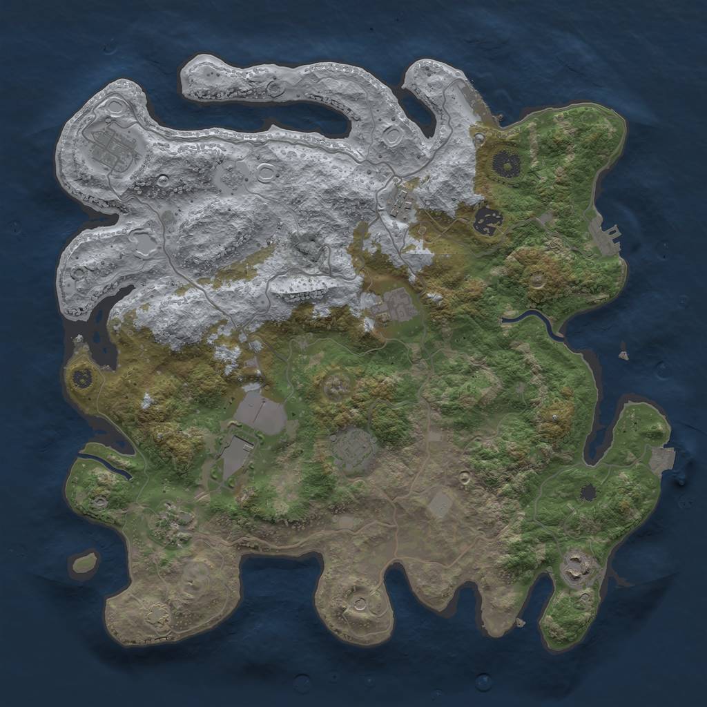 Rust Map: Procedural Map, Size: 3750, Seed: 38116756, 16 Monuments