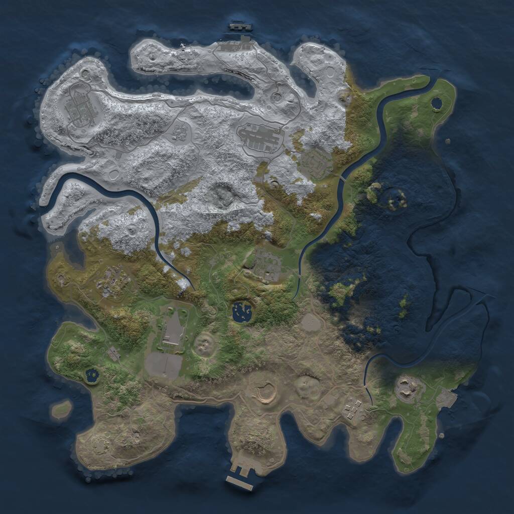 Rust Map: Procedural Map, Size: 3750, Seed: 38116756, 16 Monuments