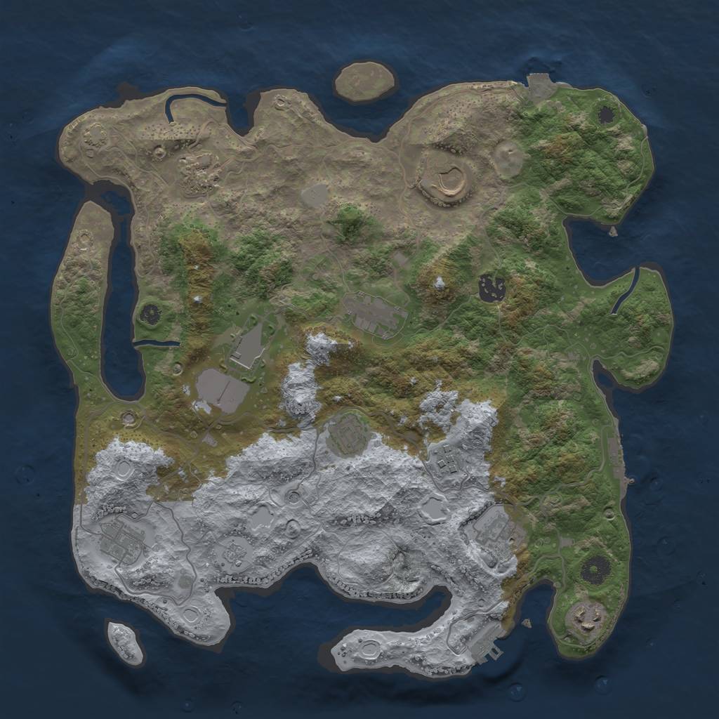 Rust Map: Procedural Map, Size: 3750, Seed: 828869, 18 Monuments