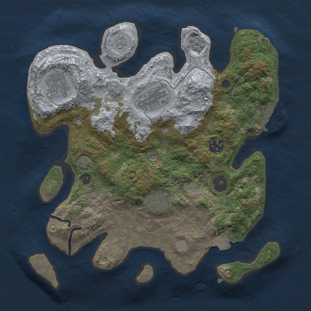 Rust Map: Procedural Map, Size: 3000, Seed: 17762077, 12 Monuments