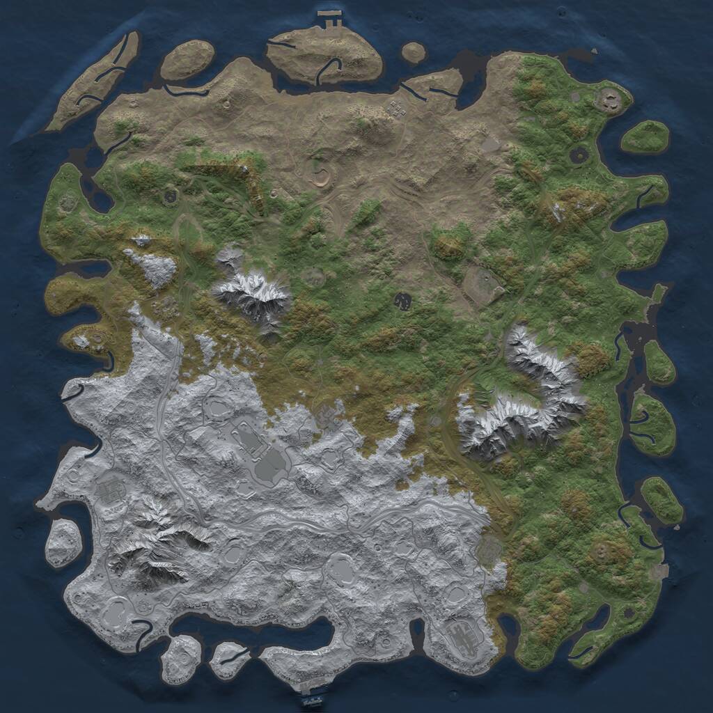 Rust Map: Procedural Map, Size: 6000, Seed: 1874206988, 17 Monuments
