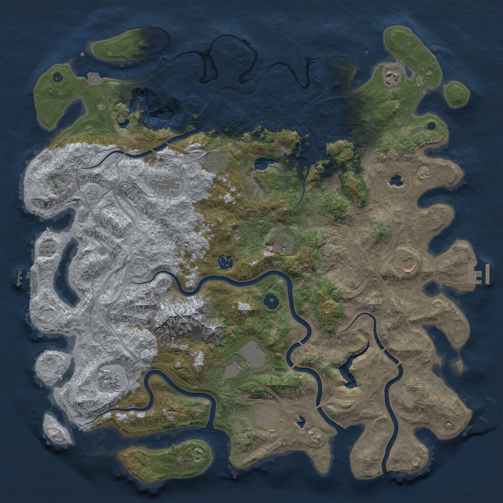 Rust Map: Procedural Map, Size: 5000, Seed: 1062259278, 16 Monuments