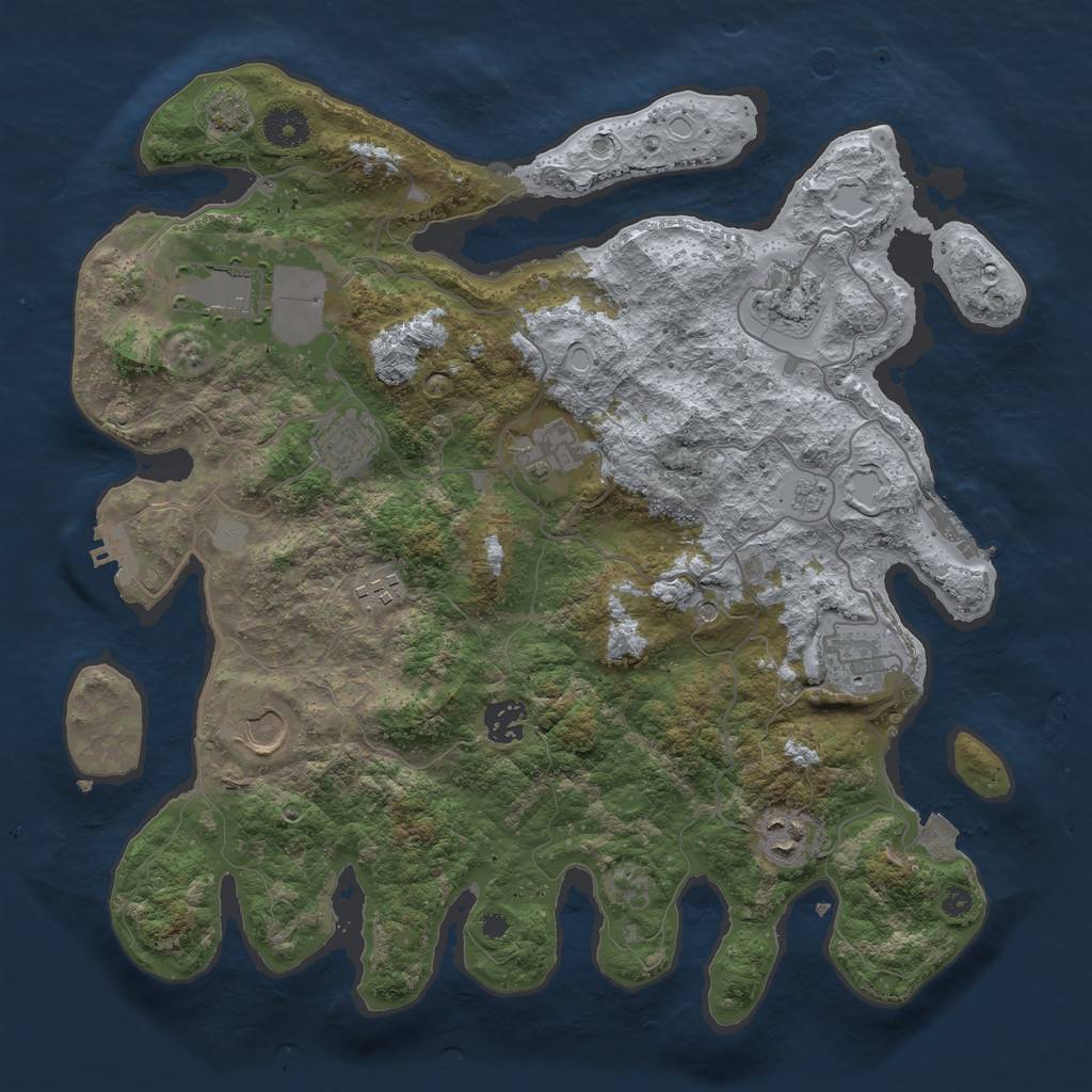 Rust Map: Procedural Map, Size: 3700, Seed: 1132006310, 17 Monuments
