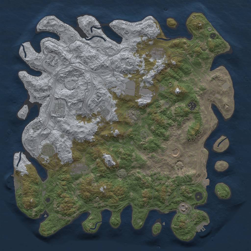Rust Map: Procedural Map, Size: 4500, Seed: 1169805111, 19 Monuments