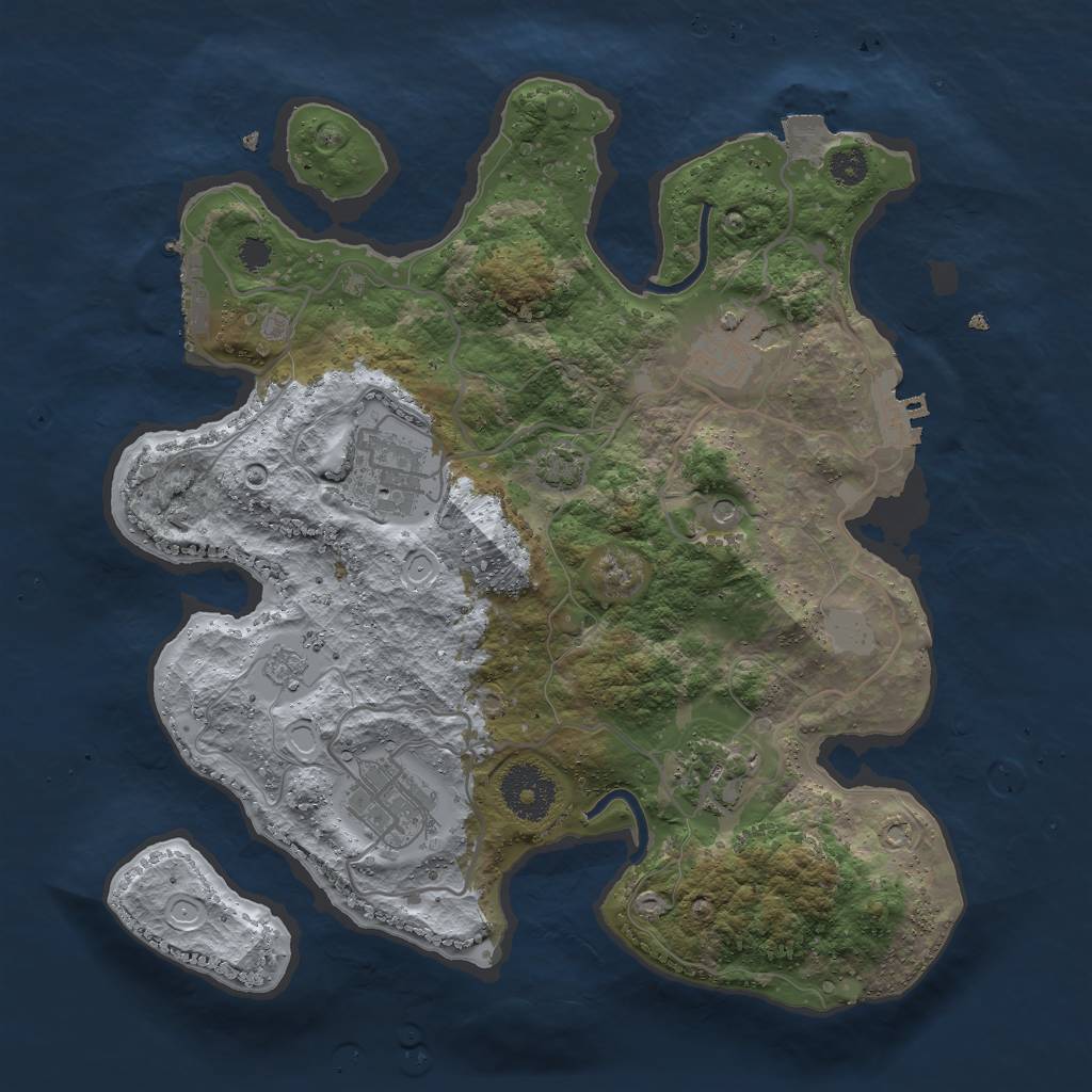 Rust Map: Procedural Map, Size: 3000, Seed: 1192111742, 12 Monuments