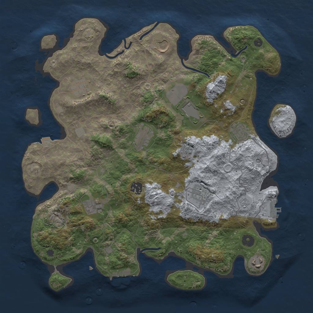 Rust Map: Procedural Map, Size: 3800, Seed: 46941663, 18 Monuments