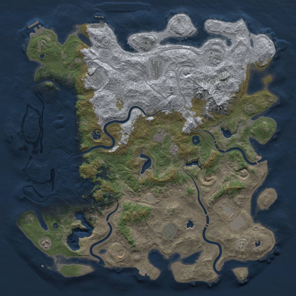Rust Map: Procedural Map, Size: 5000, Seed: 11687, 16 Monuments