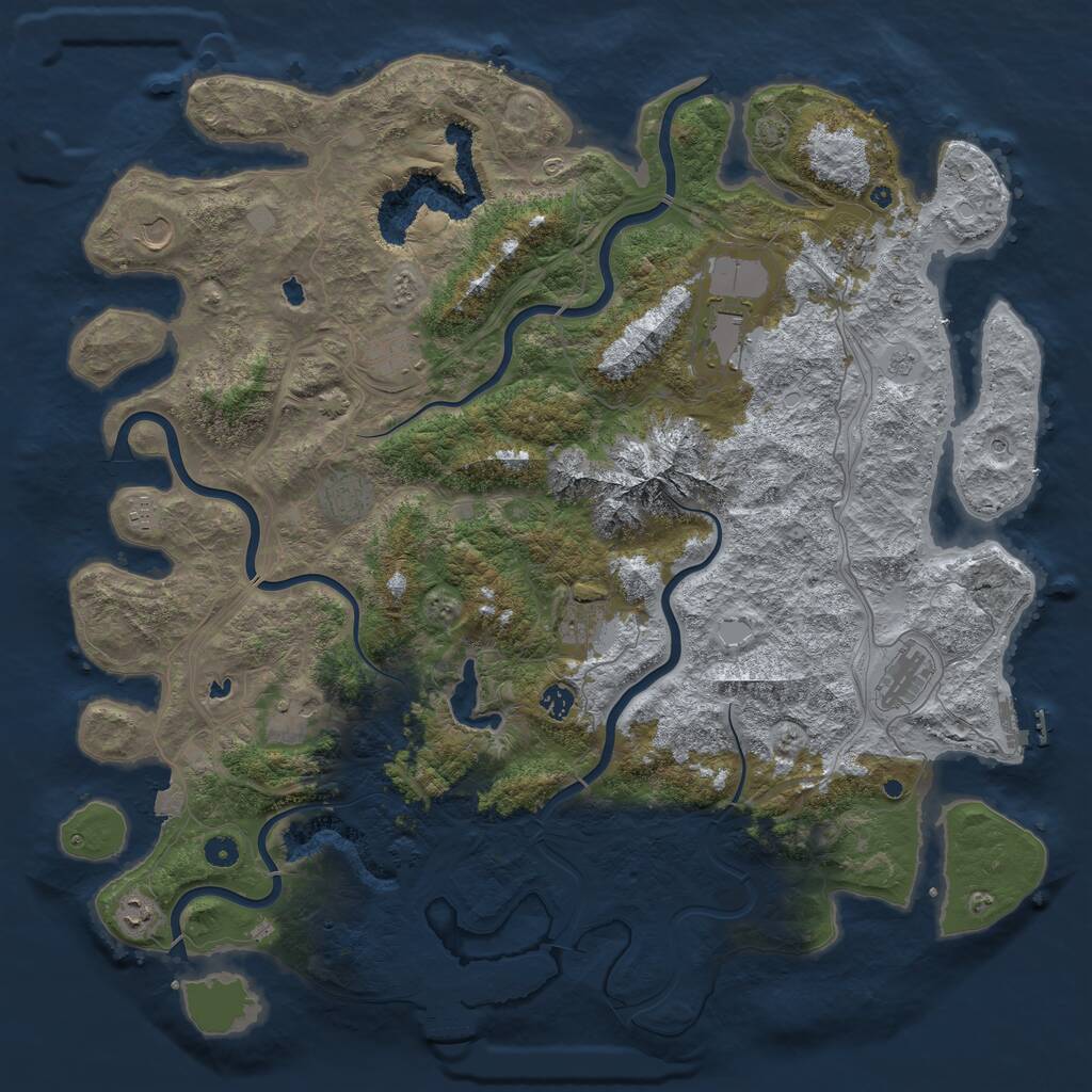 Rust Map: Procedural Map, Size: 5000, Seed: 1071541473, 17 Monuments
