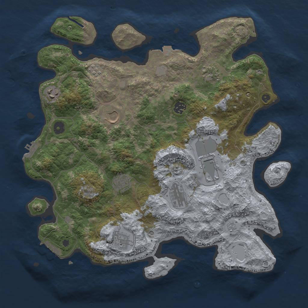 Rust Map: Procedural Map, Size: 3850, Seed: 3687459, 17 Monuments