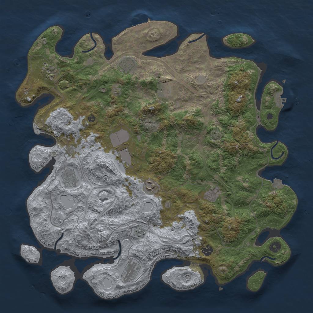 Rust Map: Procedural Map, Size: 4250, Seed: 53876842, 18 Monuments