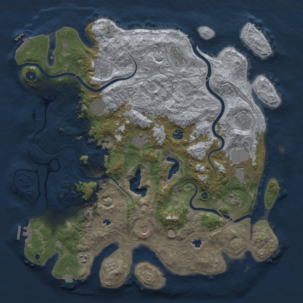 Rust Map: Procedural Map, Size: 4500, Seed: 1144432659, 17 Monuments