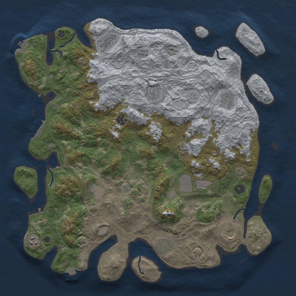 Rust Map: Procedural Map, Size: 4500, Seed: 1144432659, 19 Monuments