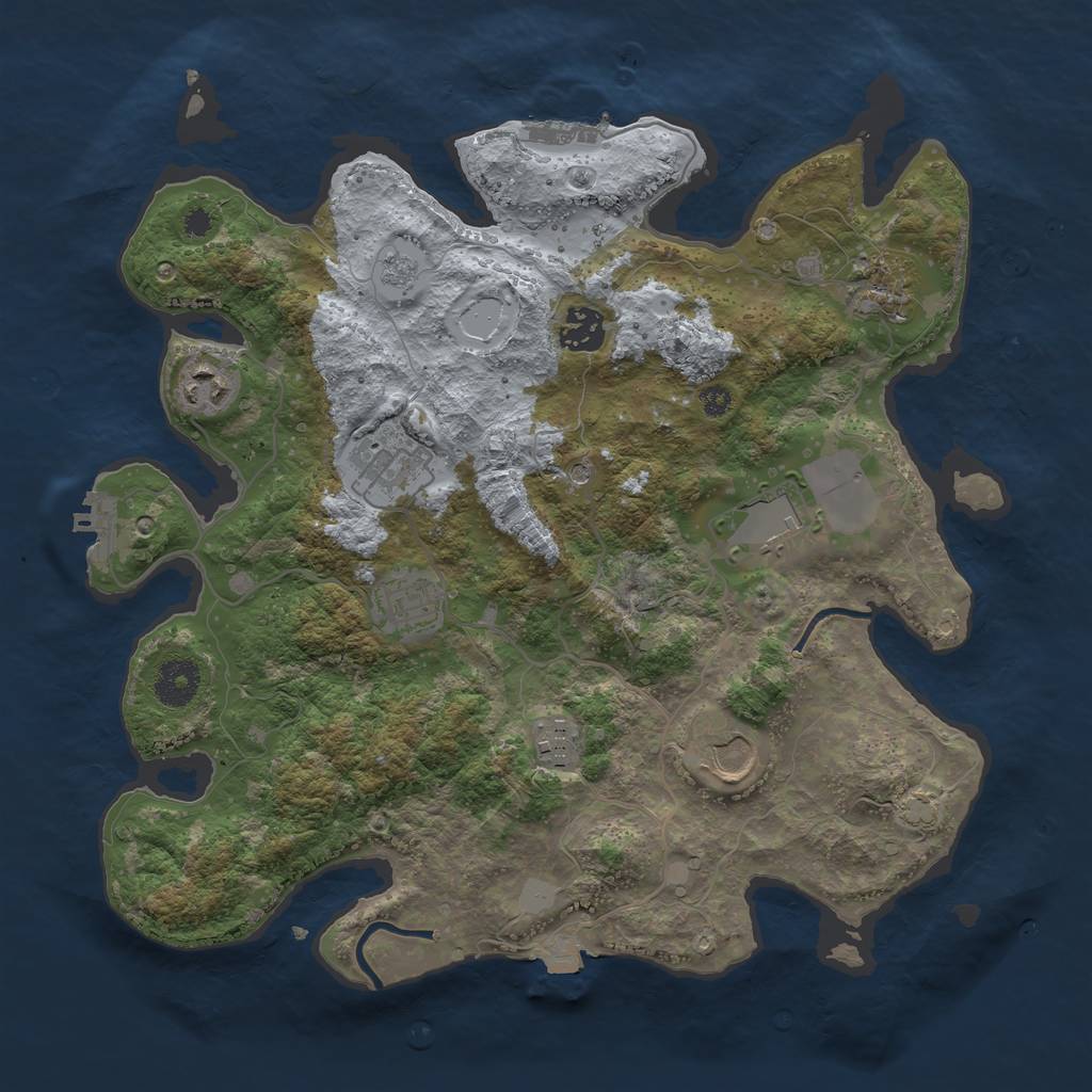 Rust Map: Procedural Map, Size: 3500, Seed: 6583702, 16 Monuments